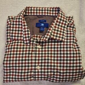 Egara Men's Red White Black Plaid Long Sleeve Button-down Shirt In Size XXL. 2XL